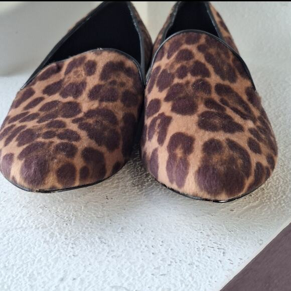 Nine West womens 9 calf hair cheetah print pointed toe ballet flats - Picture 2 of 6